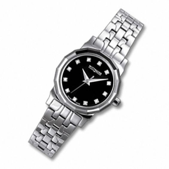 Ladies' Wittnauer Winter Garden™ Diamond Accent Watch with Black Dial (Model: 10P05)