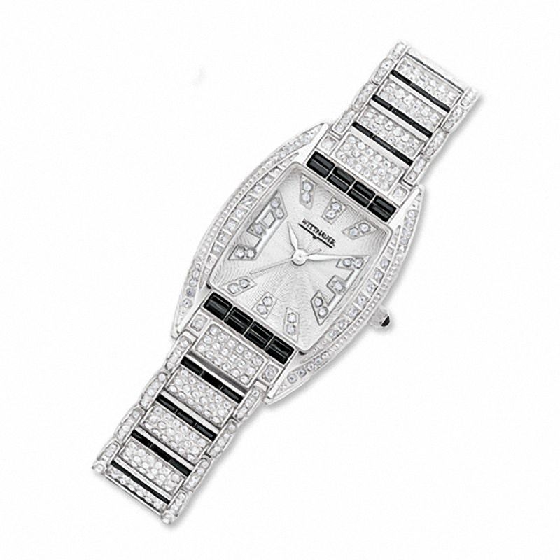 Ladies' Wittnauer Crystal Accent Watch with Tonneau Silver-Tone Dial (Model: 10L021)|Peoples Jewellers