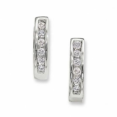 CT. T.W. Diamond Huggie Hoop Earrings in 10K White Gold