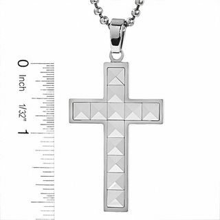 Men's Stainless Steel and Tungsten Peak Cross Pendant