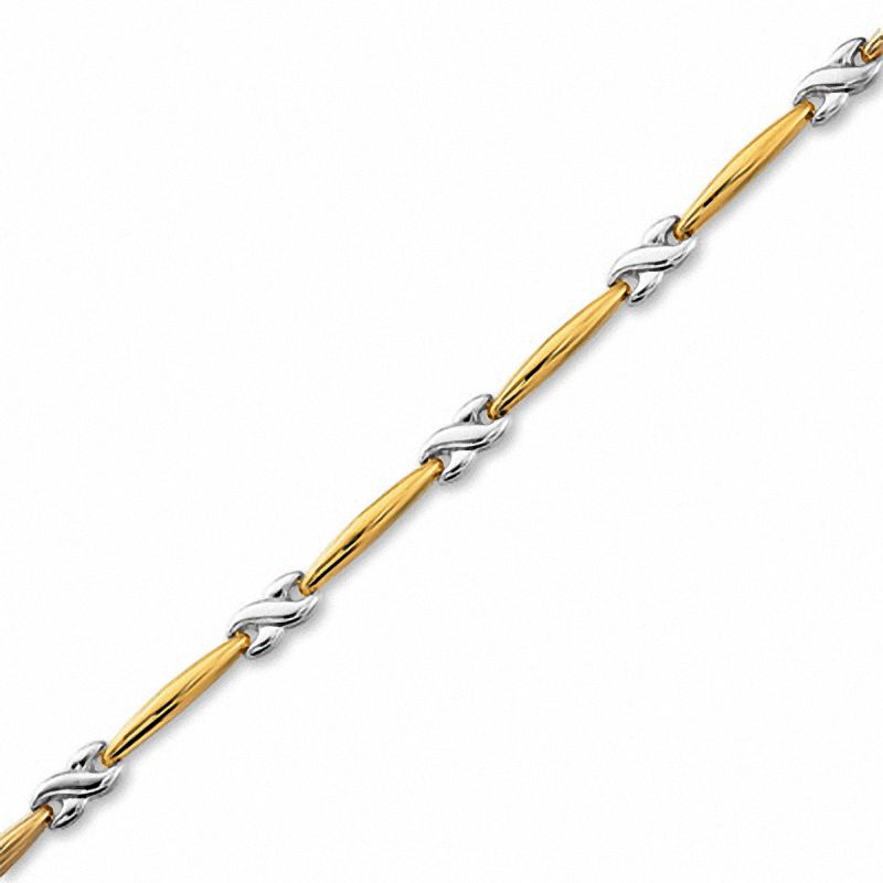 10K Two-Tone Gold "X" Stampato Bracelet