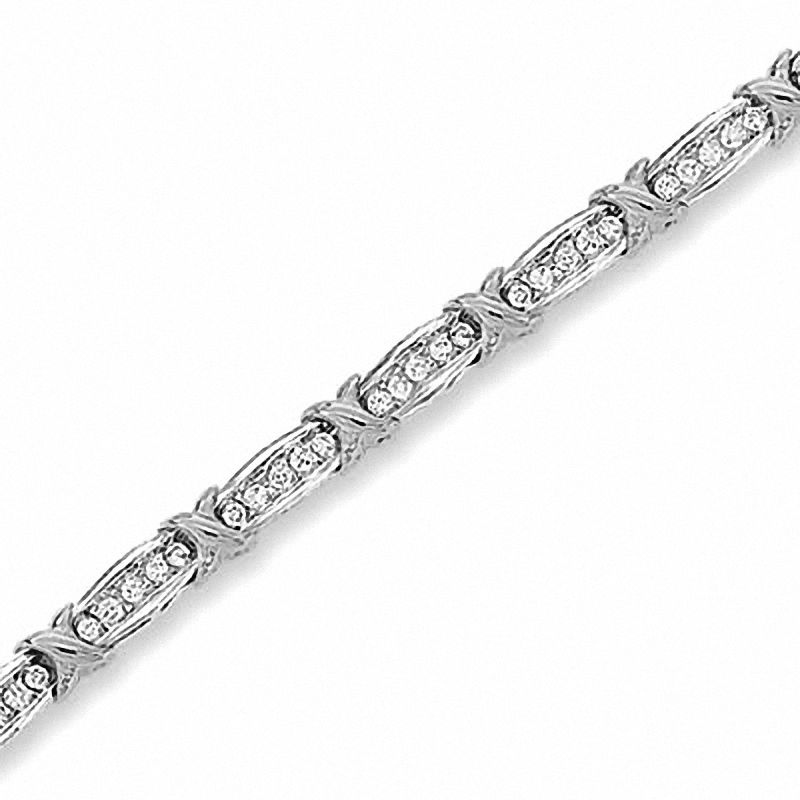 2.00 CT. T.W. Diamond Fashion "X" Bracelet in 10K White Gold|Peoples Jewellers
