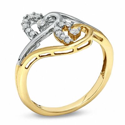 0.15 CT. T.W. Diamond Twin Heart Vine Ring in 10K Two-Tone Gold