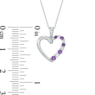 Journey Amethyst and Lab-Created White Sapphire Heart Pendant in 10K White Gold