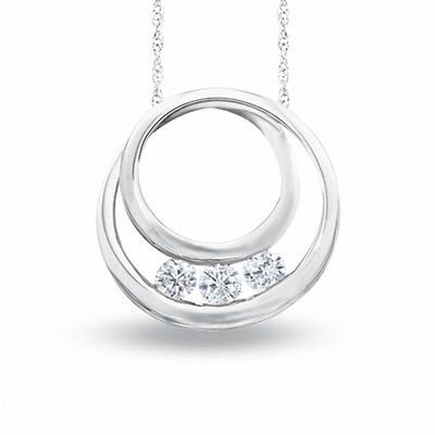 0.25 CT. T.W. Diamond Three Stone Coiled Circle Pendant in 10K White Gold