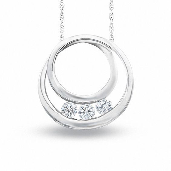 0.25 CT. T.W. Diamond Three Stone Coiled Circle Pendant in 10K White Gold