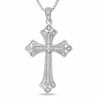 Thumbnail Image 0 of Gothic Cross Pendant with Diamond Accents in Sterling Silver