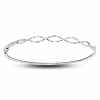 0.18 CT. T.W. Diamond Twine Bangle in 10K White Gold