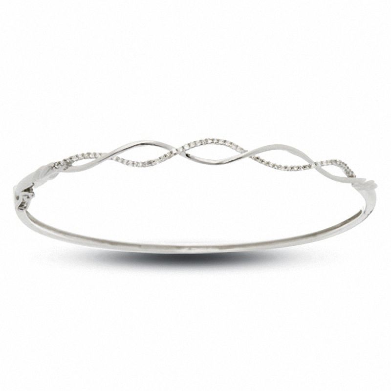 0.18 CT. T.W. Diamond Twine Bangle in 10K White Gold|Peoples Jewellers