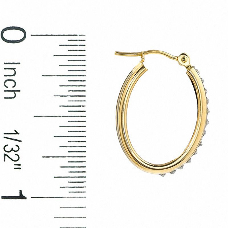 Diamond Fascination™ Medium Ribbed Oval Hoop Earrings in 14K Gold