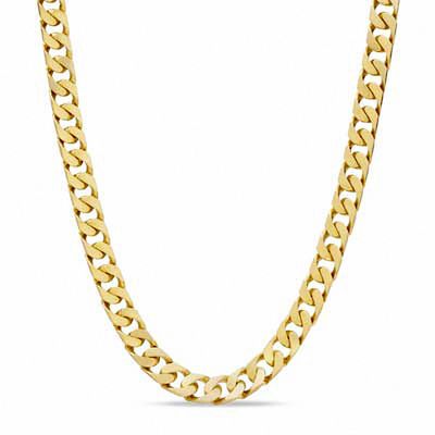 Men's Square Link Chain Necklace in Solid 10K Gold - 22"