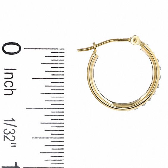 Diamond Fascination™ Small Round Hoop Earrings in 14K Gold