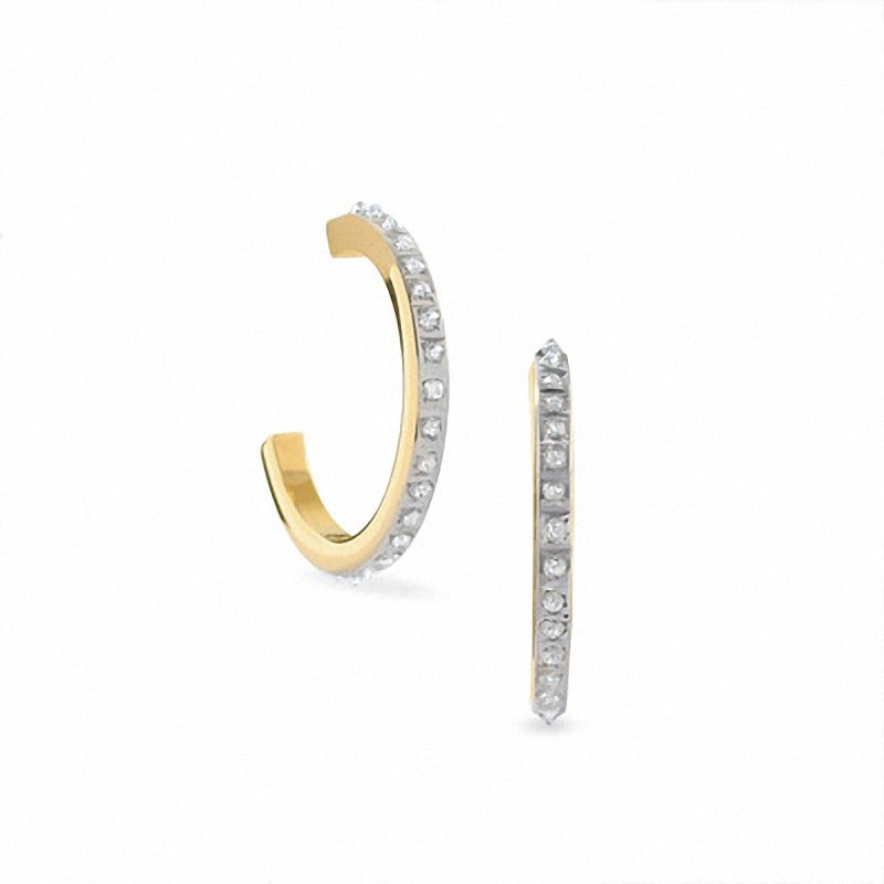Diamond Fascination™ Medium C Hoop Earrings in 14K Gold