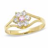 Thumbnail Image 0 of Childs' Pink and White Cubic Zirconia Flower Ring in 10K Gold - Size 3