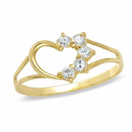 Childs' Lab-Created Cubic Zirconia Heart Ring 10K Gold - Size 3