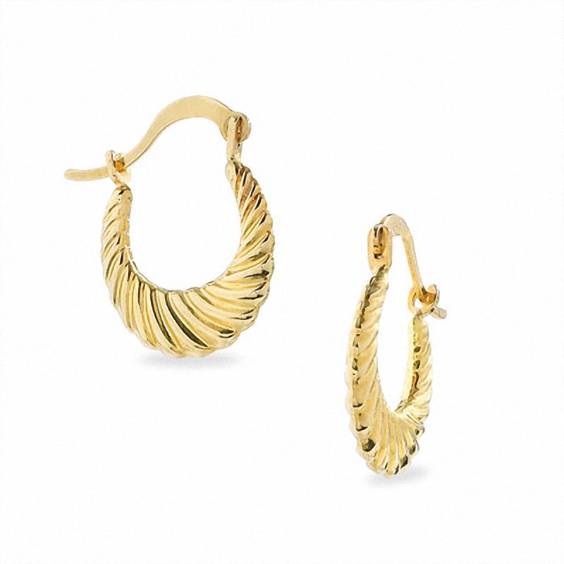 14K Gold Polished Shrimp Mini Hoop Earrings|Peoples Jewellers