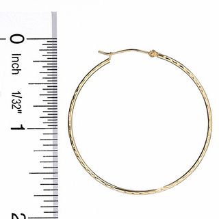 14K Gold 40mm Diamond-Cut Hinged Hoop Earrings