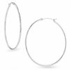 Thumbnail Image 1 of 14K White Gold 40mm Diamond Cut Hinged Hoop Earrings