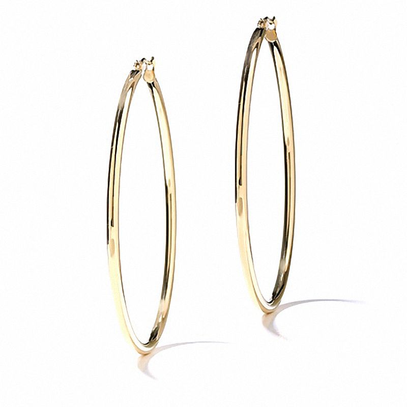 Main Image 1 of 14K Gold 47mm Polished Hinged Hoop Earrings