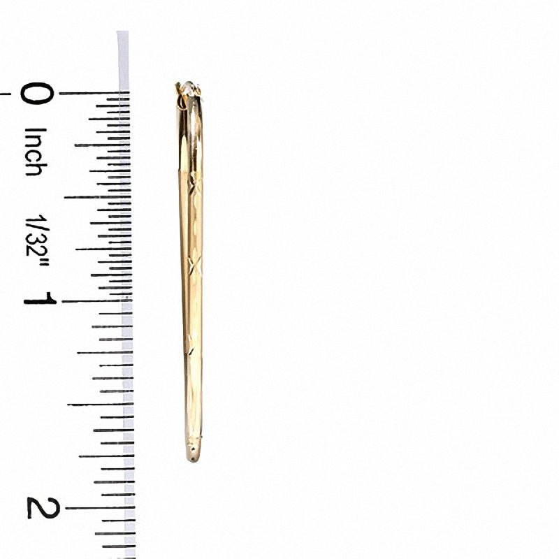 14K Gold 47mm Satin and Diamond-Cut Hinged Hoop Earrings