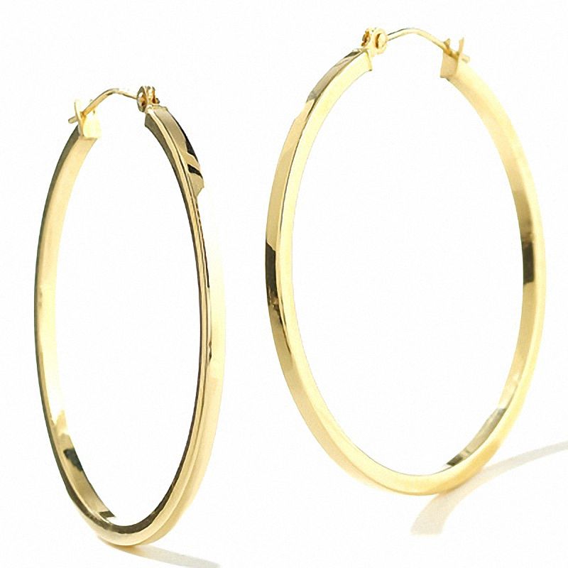 Main Image 1 of 14K Gold 35mm Polished Square Hoop Earrings