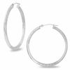 Thumbnail Image 0 of 14K White Gold 35mm Satin and Polished Hinged Hoop Earrings