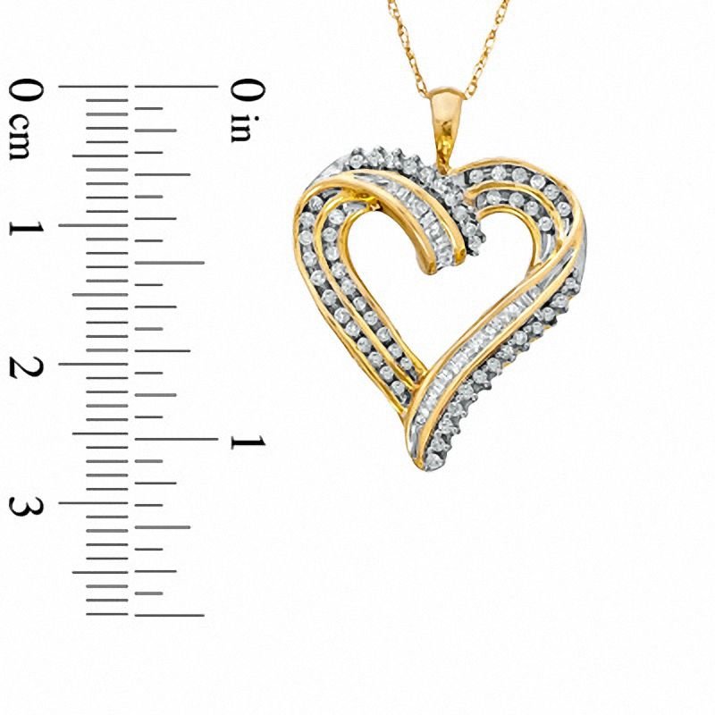 0.50 CT. T.W. Diamond Ribbon Heart Pendant in 10K Gold