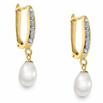 Freshwater Cultured Pearl Hoop Earrings in 14K Gold