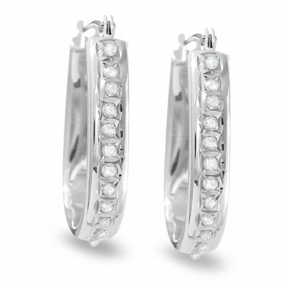 Diamond Fascination™ 14K White Gold U-Hoop Earrings