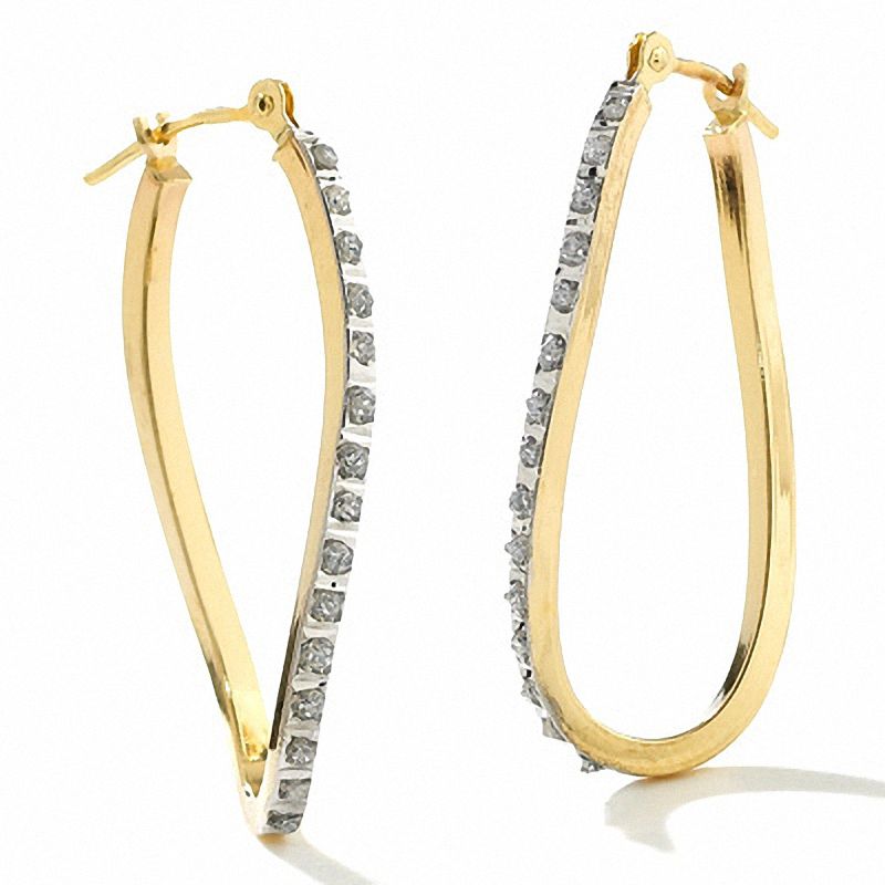 Diamond Fascination™ Square Twist Tube Hoop Earrings in 14K Gold|Peoples Jewellers