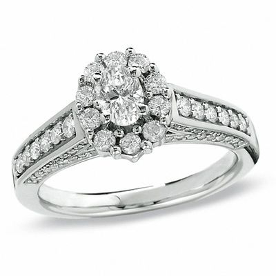 1.00 CT. T.W. Certified Oval Diamond Solitaire Engagement Ring in 14K White Gold