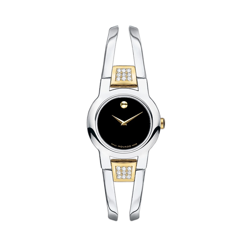 Main Image 1 of Ladies' Movado Amorosa® Diamond Accent Two-Tone Bangle Watch with Black Dial (Model: 0606894)