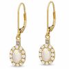 Lab-Created Opal and White Sapphire Drop Earrings in 14K Gold