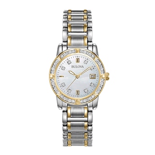 Ladies' Bulova Two-Tone Sport Diamond Accent Watch with Mother-of-Pearl Dial (Model: 98R107)