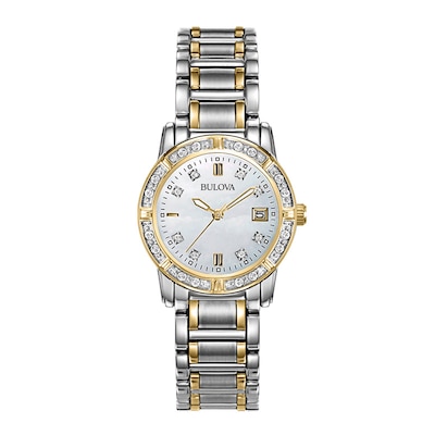 Ladies' Bulova Two-Tone Sport Diamond Accent Watch with Mother-of-Pearl Dial (Model: 98R107)