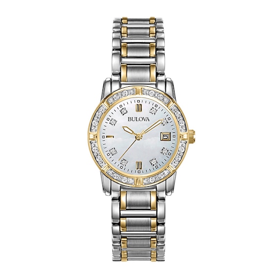 Ladies' Bulova Two-Tone Sport Diamond Accent Watch with Mother-of-Pearl Dial (Model: 98R107)