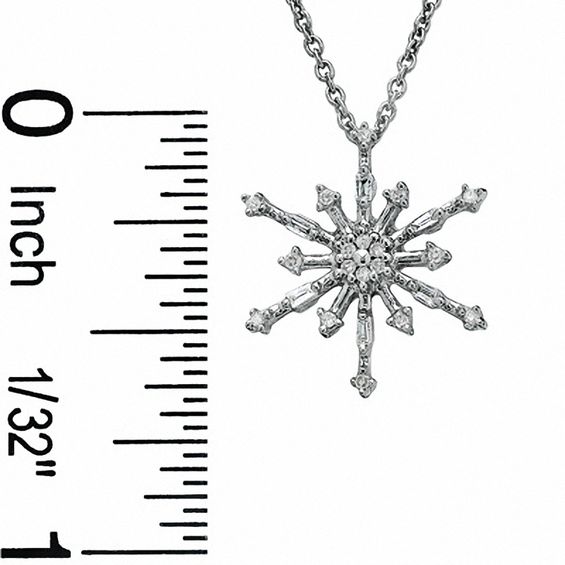 0.10 CT. T.W. Diamond Snowflake Pendant in 10K White Gold