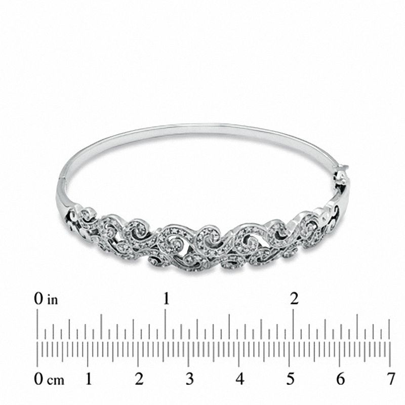 0.33 CT. T.W. Diamond Vintage-Inspired Swirl Bangle in Sterling Silver