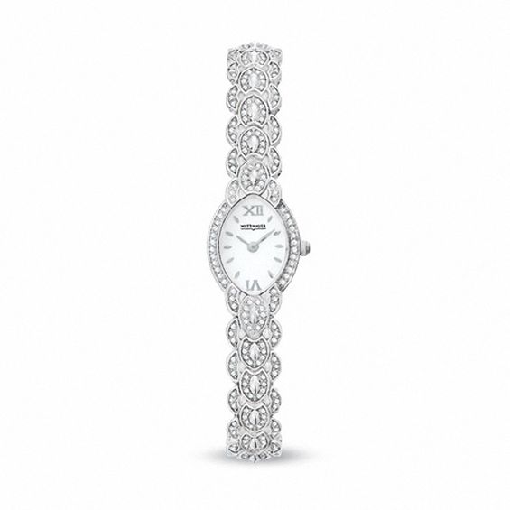 Ladies' Wittnauer Crystal Accent Watch with Oval Mother-of-Pearl Dial (Model: 10L022)