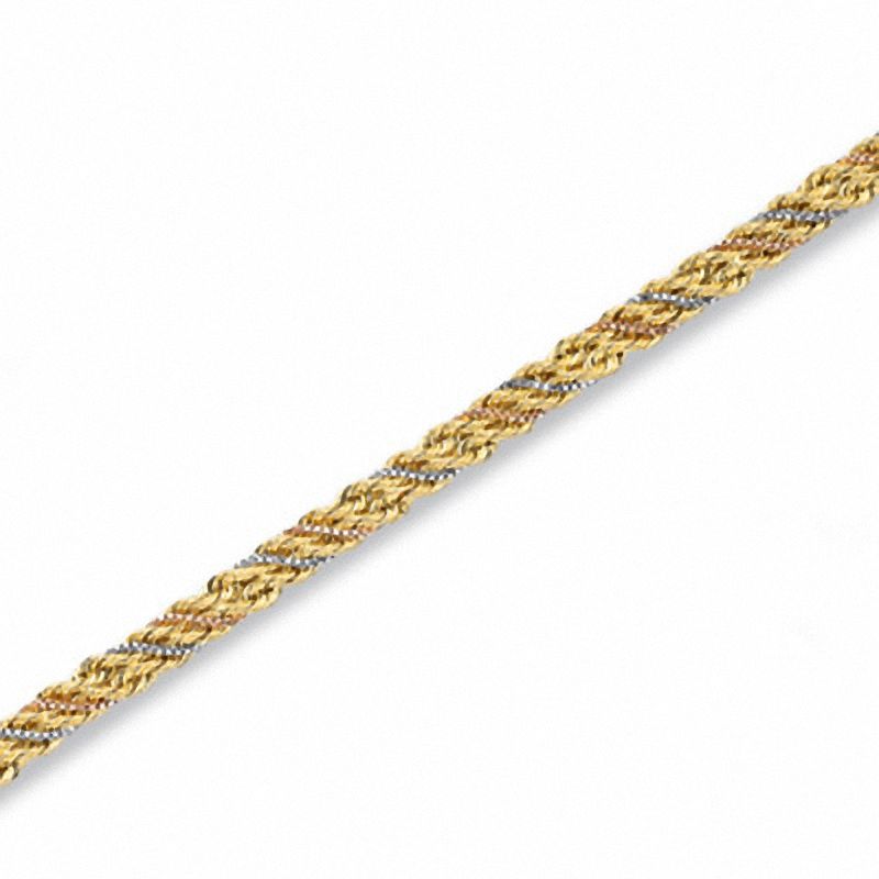 Rope Chain Bracelet in 14K Tri-Tone Gold - 7.5"