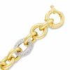 Thumbnail Image 0 of 14K Two-Tone Gold Oval Link Bracelet with Diamond Accents