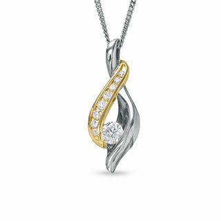 0.25 CT. T.W. Diamond Solitaire Melee Pendant in 14K Two-Tone Gold