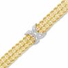 14K Gold Rope and Bead Diamond "X" Bracelet - 7.25"