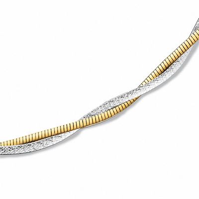 Sterling Silver and 10K Gold Stardust Wrapped Omega Chain Necklace - 17"