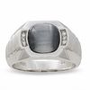 Men's Lab-Created Cats Eye Band with Diamond Accents in 10K White Gold