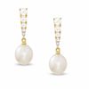 Thumbnail Image 0 of Freshwater Cultured Pearl and White Sapphire Stick Earrings in 14K Gold