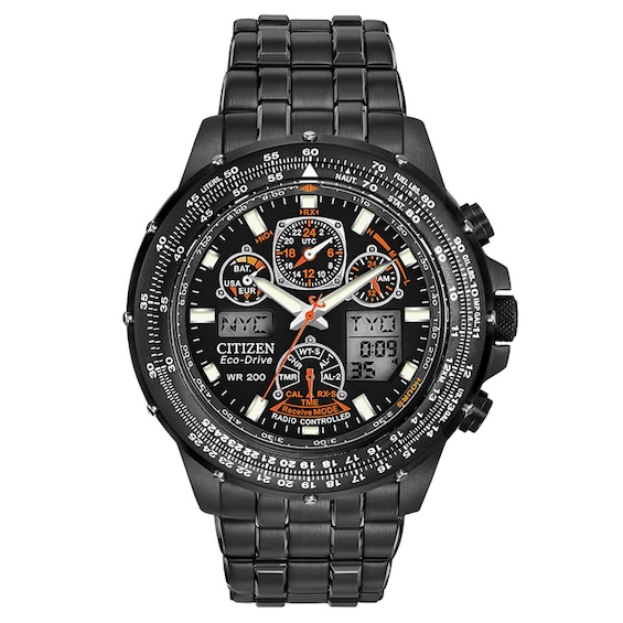 Men's Citizen Eco-Drive® Promaster Skyhawk A-T Chronograph Black IP Watch (Model: JY0005-50E)