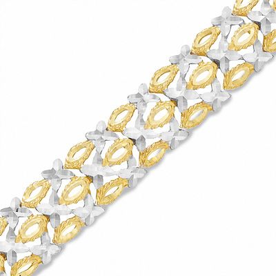 14K Two-Tone Gold "X" and "O" Bracelet