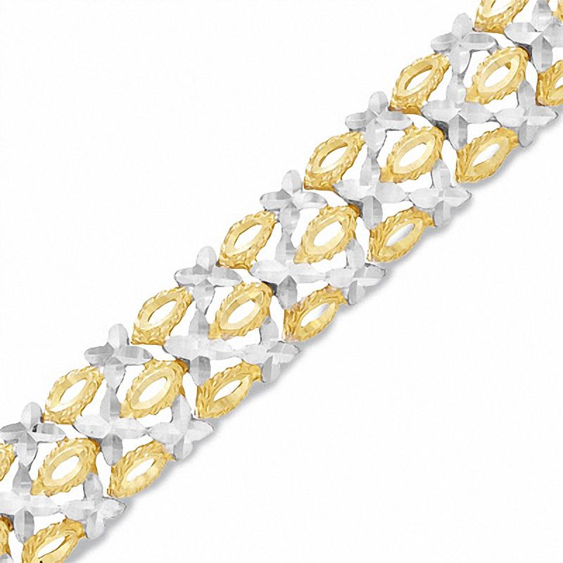 14K Two-Tone Gold "X" and "O" Bracelet