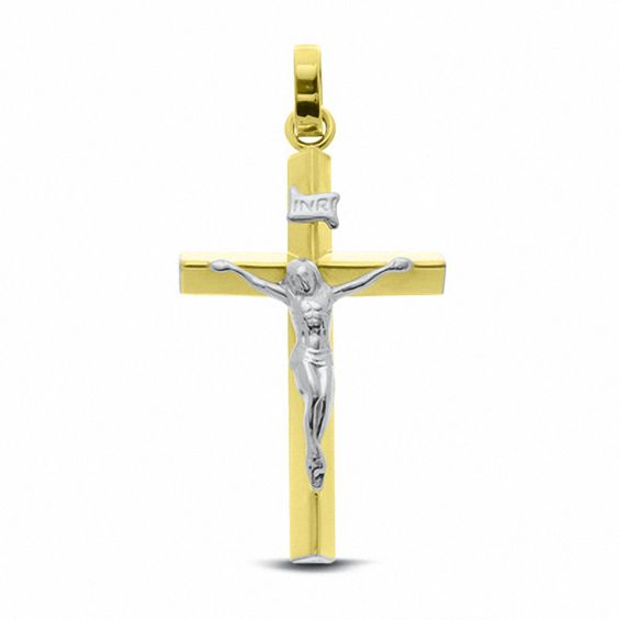 Crucifix Necklace Charm in 14K Two-Tone Gold